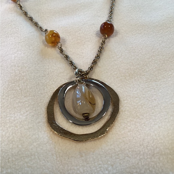 Moss Agate & Amber Stone Necklace - Picture 5 of 5